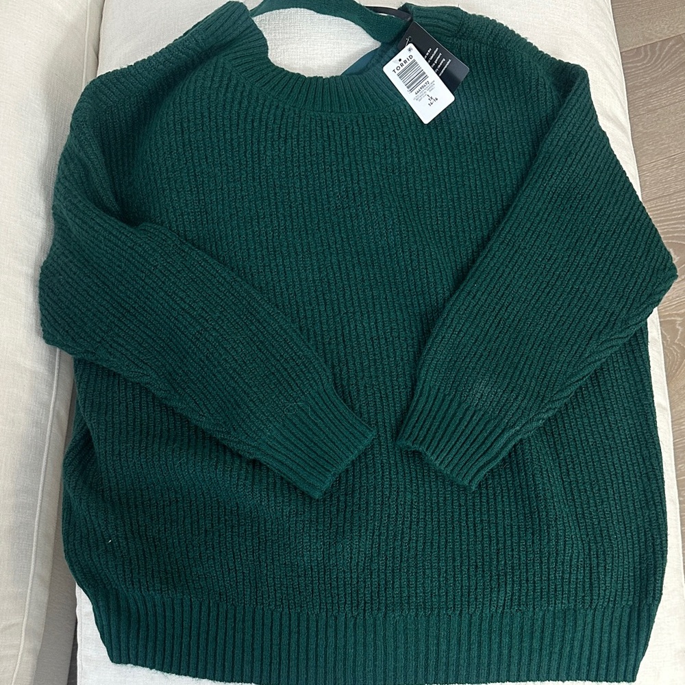 NWT Torrid Botanical Garden Green Bow Back Sweater - 1X